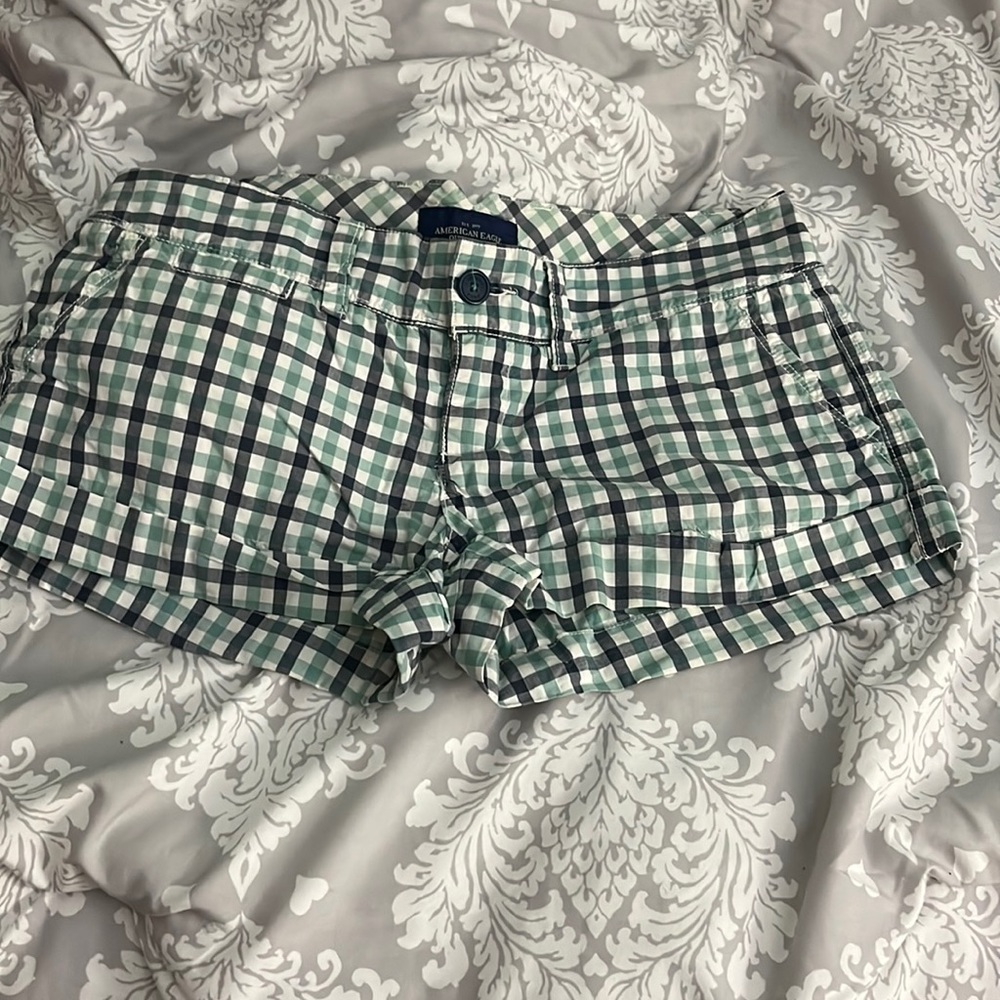 American Eagle Outfitters Blue Checkered Favorite Short